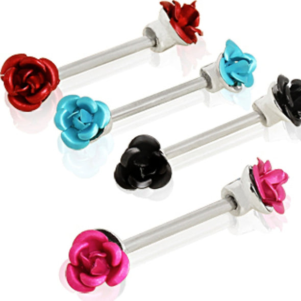 316L Surgical Steel Metal Rose Nipple Bar-WildKlass Jewelry