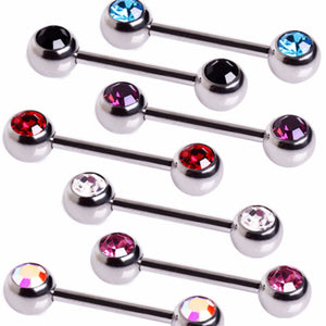 316L Surgical Steel CZ Ball Nipple Bar-WildKlass Jewelry