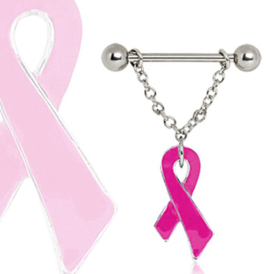 316L Surgical Steel Pink Ribbon Nipple Ring-WildKlass Jewelry