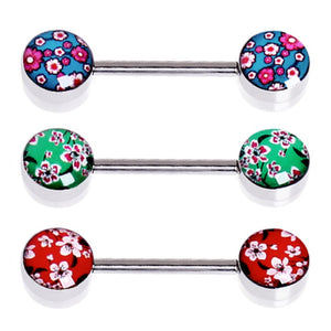 316L Surgical Steel Cherry Blossom Nipple Bar-WildKlass Jewelry