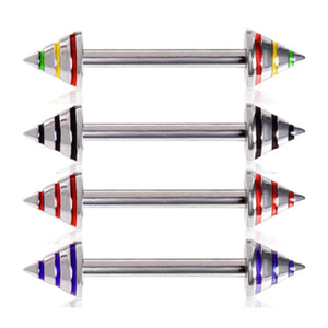 316L Surgical Steel Striped Spike WildKlass Nipple Barbell-WildKlass Jewelry