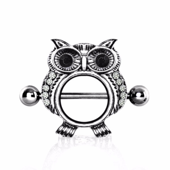 316L Surgical Steel Jeweled Owl Nipple Shield-WildKlass Jewelry