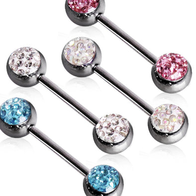 316L Surgical Steel Ferido Top CZ Nipple Bar-WildKlass Jewelry