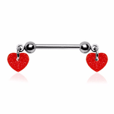 316L Stainless Steel Red Hearts Nipple Bar-WildKlass Jewelry