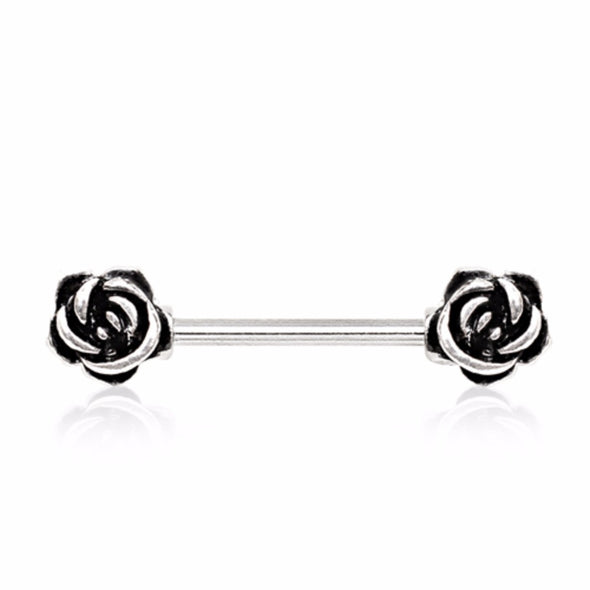 316L Surgical Steel Vintage Roses WildKlass Nipple Barbell-WildKlass Jewelry