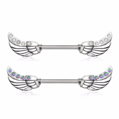 Twinkling Angelic Wings WildKlass Nipple Barbell-WildKlass Jewelry