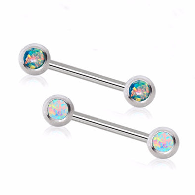 316L Surgical Steel Nipple Barbell with Press Fit Synthetic Opal-WildKlass Jewelry