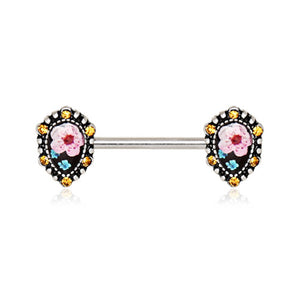 316L Stainless Steel Flower Teardrop Pendant WildKlass Nipple Bar-WildKlass Jewelry