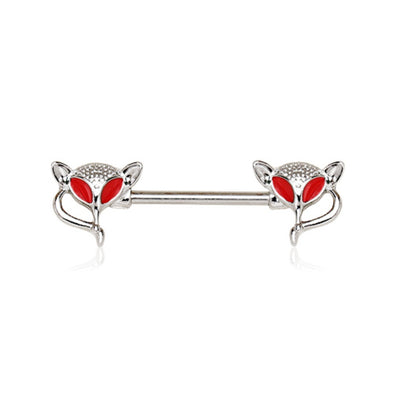 316L Stainless Steel Red Eye Fox WildKlass Nipple Bar-WildKlass Jewelry