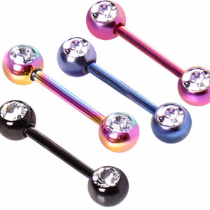 PVD Plated 316L Gemmed WildKlass Nipple Bar-WildKlass Jewelry