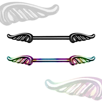 PVD Plated 316L Nipple Bar with Wings-WildKlass Jewelry
