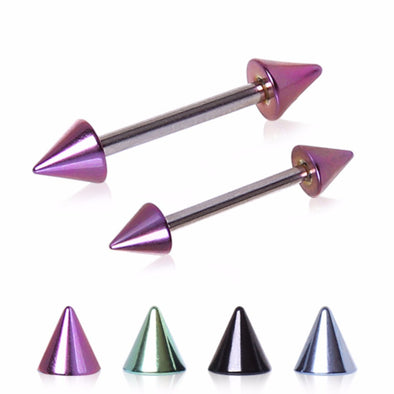316L Nipple Bar with PVD Plated Spikes-WildKlass Jewelry