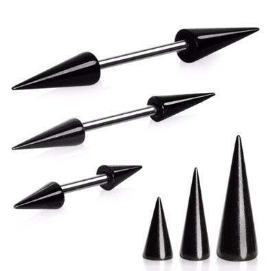 316L Surgical Steel PVD Plated Spike Nipple Bar-WildKlass Jewelry