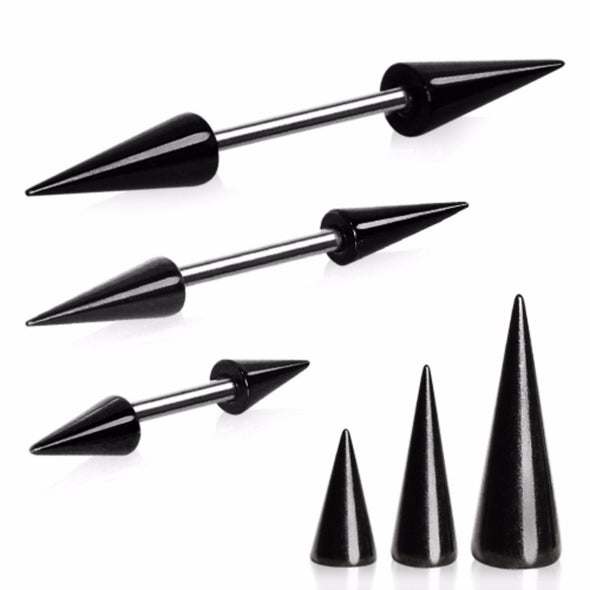 316L Surgical Steel PVD Plated Spike Nipple Bar-WildKlass Jewelry