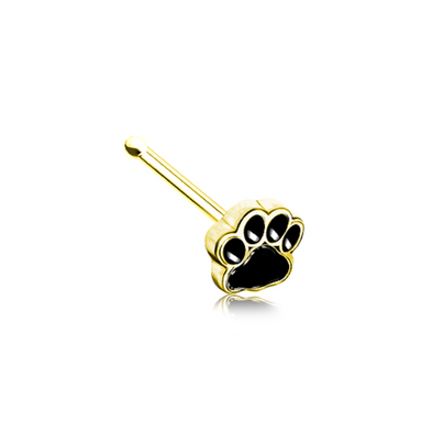 Golden Animal Lover Paw Print WildKlass Nose Stud Ring-WildKlass Jewelry