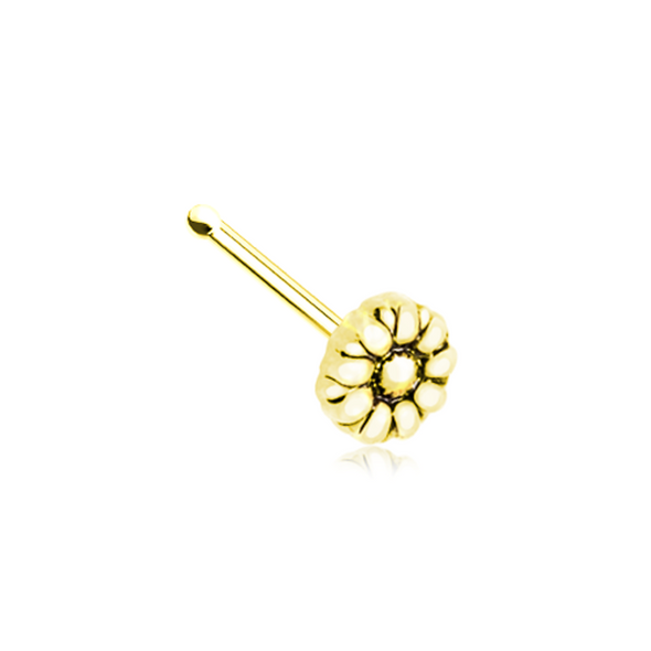 Golden Antique Dasiy Flower WildKlass Nose Stud Ring-WildKlass Jewelry