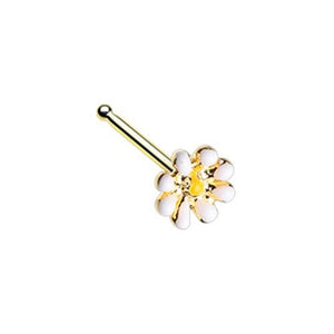 Golden Dainty Daisy Enamel WildKlass Nose Stug Ring-WildKlass Jewelry