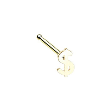 Golden Dollar Money Sign WildKlass Nose Stud Ring-WildKlass Jewelry