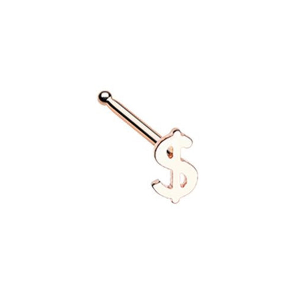 Rose Gold Dollar Money Sign WildKlass Nose Stud Ring-WildKlass Jewelry