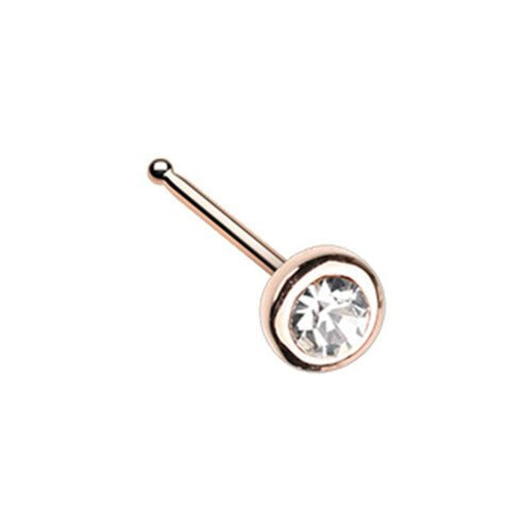 Rose Gold Benevolent Bezel Gem WildKlass Nose Stug Ring-WildKlass Jewelry