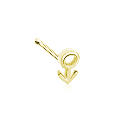 Golden Male Sign Gender Symbol WildKlass Nose Stud Ring-WildKlass Jewelry