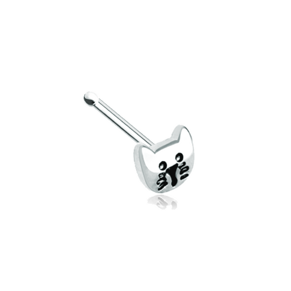 Kitty Cat Face WildKlass Nose Stud Ring-WildKlass Jewelry