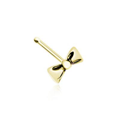 Golden Cutesy Bow-Tie WildKlass Nose Stud Ring-WildKlass Jewelry
