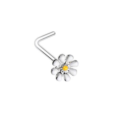 Dainty Daisy Enamel WildKlass L-Shape Nose Ring-WildKlass Jewelry