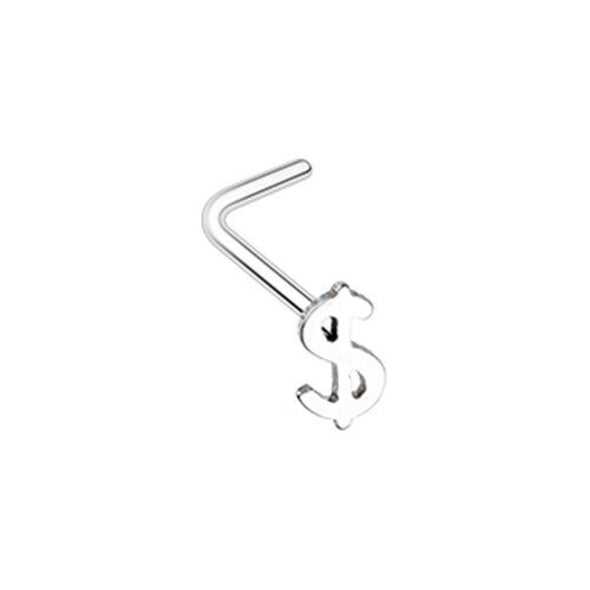 Dollar Money Sign WildKlass L-Shape Nose Ring-WildKlass Jewelry