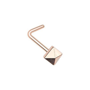 Rose Gold Pyramid WildKlass L-Shape Nose Ring-WildKlass Jewelry