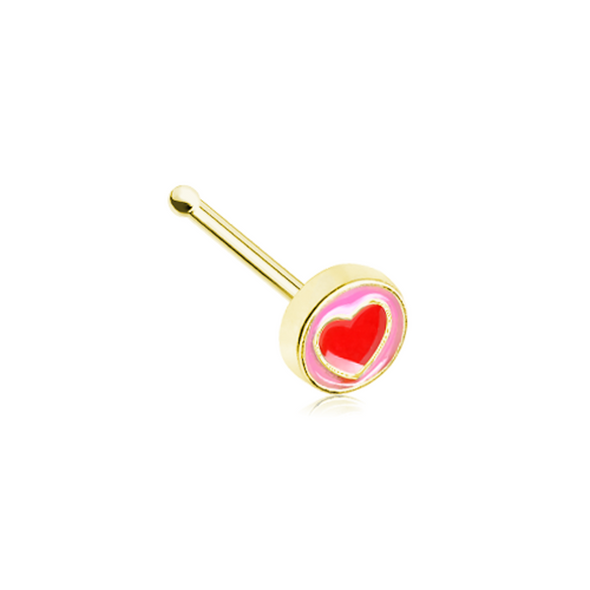 Golden Valentine Sailor Heart WildKlass Nose Stud Ring-WildKlass Jewelry