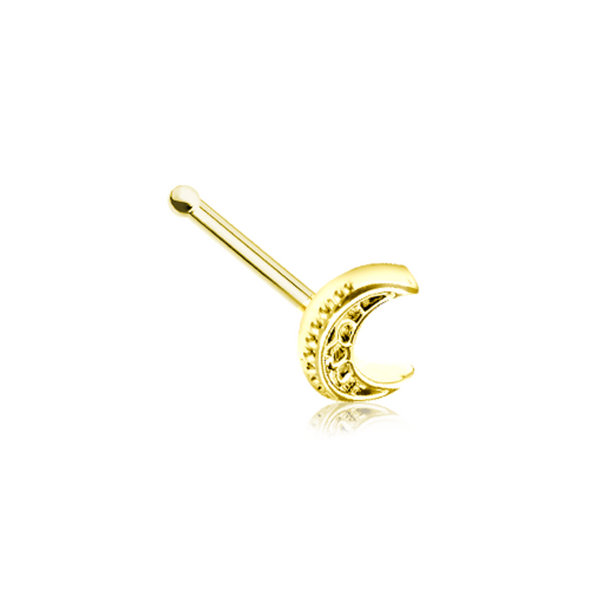 Golden Filigree Moon WildKlass Nose Stud Ring-WildKlass Jewelry