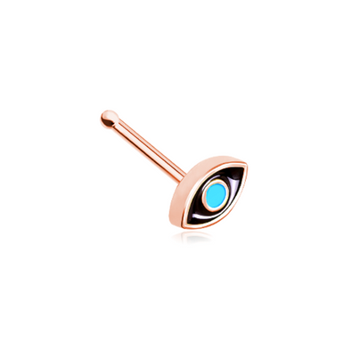 Rose Gold Evil Eye WildKlass Nose Stud Ring-WildKlass Jewelry