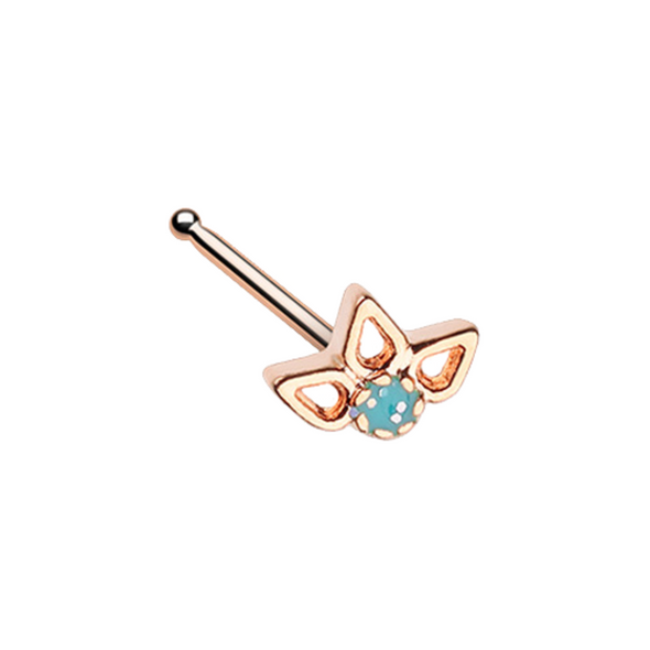 Rose Gold Sparkling Ornate Lotus WildKlass Nose Stud Ring-WildKlass Jewelry