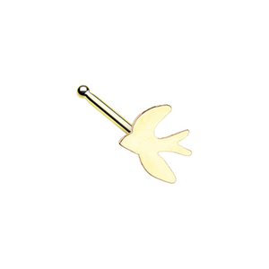 Golden Soaring Swallow WildKlass Nose Stud Ring-WildKlass Jewelry