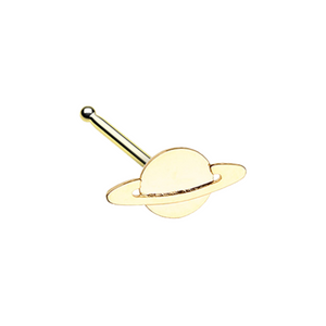 Golden Saturn Planet WildKlass Nose Stud Ring-WildKlass Jewelry