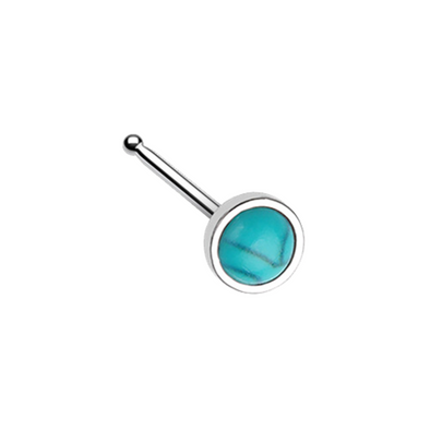 Bezel Set Synthetic Turquoise Stone WildKlass Nose Stud Ring-WildKlass Jewelry
