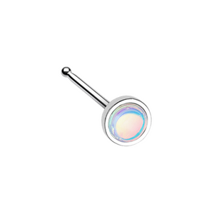 Bezel Set Revo Reflecting Stone WildKlass Nose Stud Ring-WildKlass Jewelry