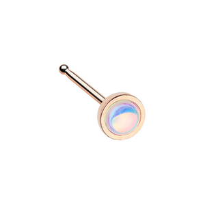 Rose Gold Bezel Set Revo Reflecting Stone WildKlass Nose Stud Ring-WildKlass Jewelry