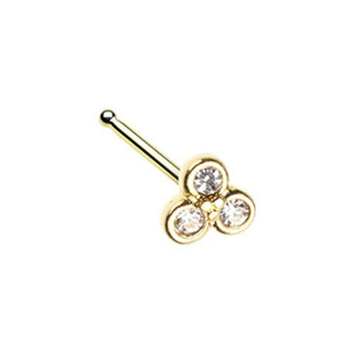 Golden Bezel Trilogy WildKlass Nose Stud Ring-WildKlass Jewelry
