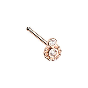 Rose Gold Steampunk Gear WildKlass Nose Stud Ring-WildKlass Jewelry
