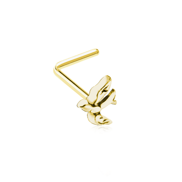 Golden Soaring Swallow WildKlass L-Shape Nose Ring-WildKlass Jewelry