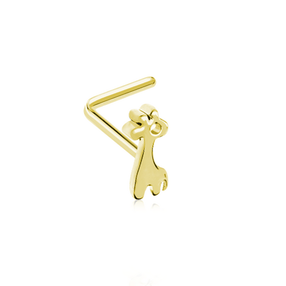 Golden Dainty Baby Giraffe Calf WildKlass L-Shape Nose Ring-WildKlass Jewelry