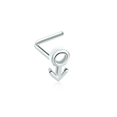 Male Sign Gender Symbol WildKlass L-Shape Nose Ring-WildKlass Jewelry