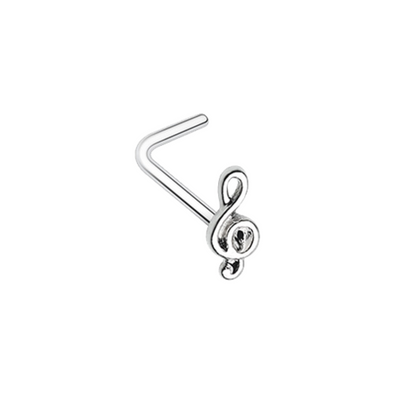 Treble Clef Music Note WildKlass L-Shape Nose Ring-WildKlass Jewelry