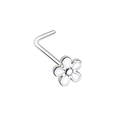 Plumeria Petal Flower WildKlass L-Shape Nose Ring-WildKlass Jewelry