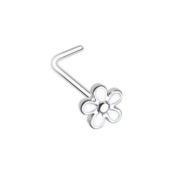 Plumeria Petal Flower WildKlass L-Shape Nose Ring-WildKlass Jewelry