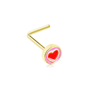 Golden Valentine Sailor Heart WildKlass L-Shape Nose Ring-WildKlass Jewelry
