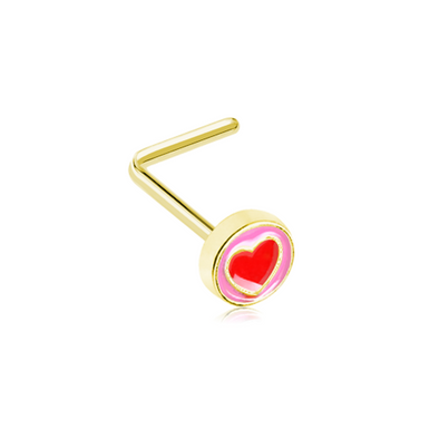 Golden Valentine Sailor Heart WildKlass L-Shape Nose Ring-WildKlass Jewelry