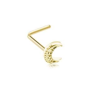 Golden Filigree Moon WildKlass L-Shape Nose Ring-WildKlass Jewelry